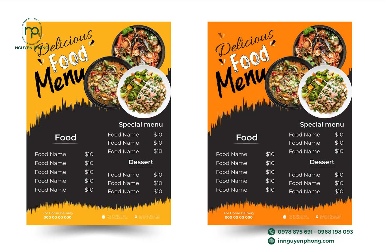 Menu tờ rơi (single sheet menu)